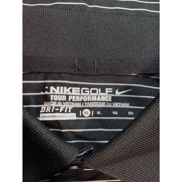 Nike Shirt Men's Extra Large Black White Polo Dri-Fit Short‎ Sleeve - Picture 7 of 9